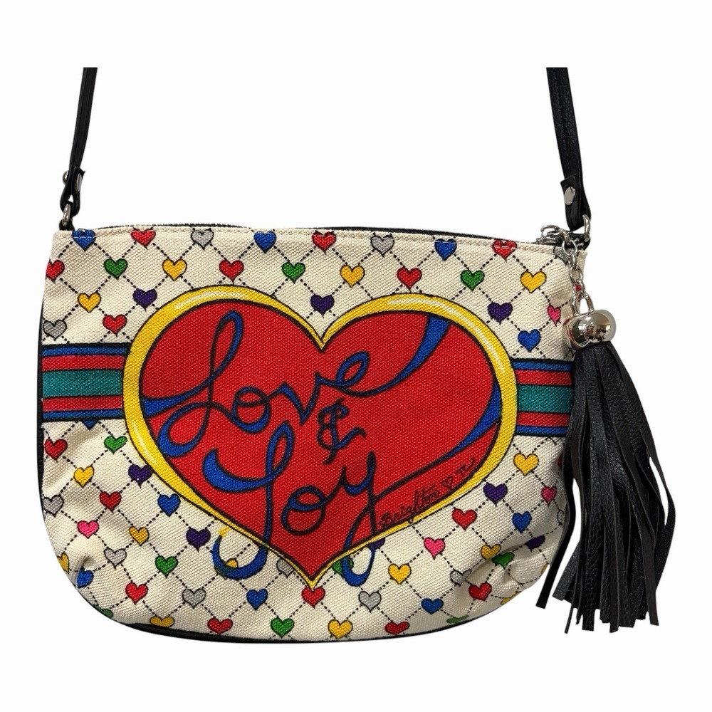 Brighton Love and Joy Holiday Print‎ Small Canvas Shoulder Bag Purse Crossbody